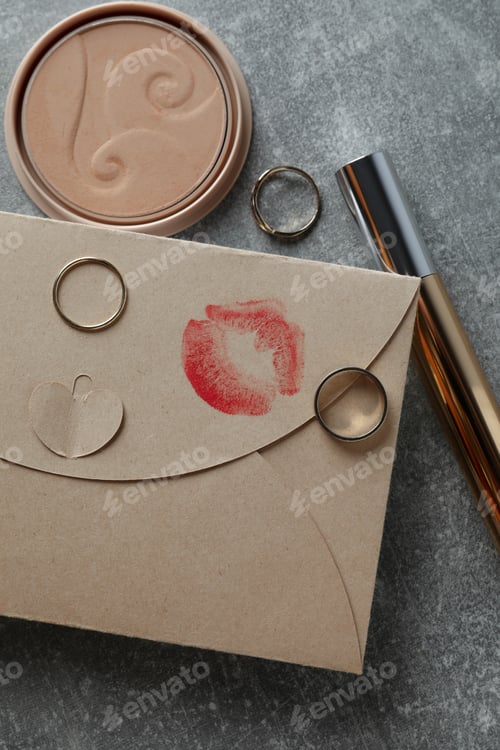 Preview: Concept of romantic love letter, top view