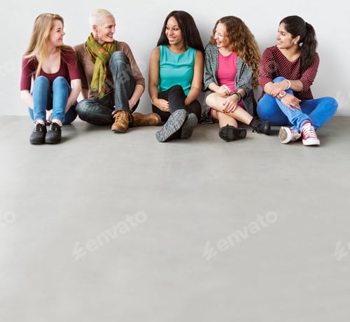 Preview: Girls Friendship Togetherness Talking Sitting Girlfriend Concept