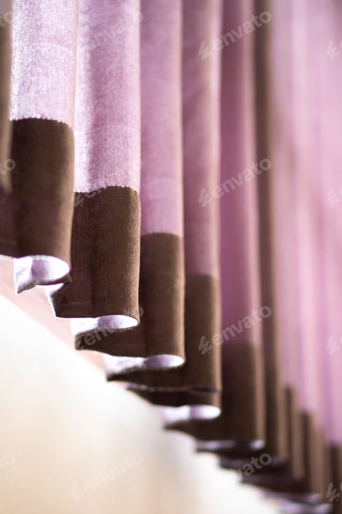Preview: Close-up of purple and brown curtains