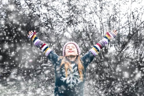Preview: Happy girl at snowfall