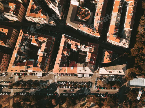 Preview: Aerial view of a group of buildings in Savona, Italy.