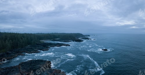 Preview: Aerial panoramic seascape view of the Pacific Ocean Coast