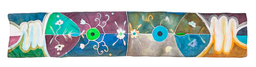 Preview: top view of batik silk scarf with floral pattern