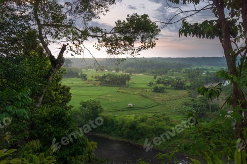 Preview: Beautiful morning view indonesia. Panorama Landscape with beauty color and sky natural light