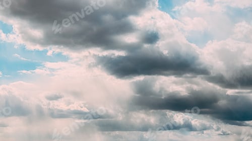 Preview: Cloudy Sky With Fluffy Rain Clouds. Natural Background