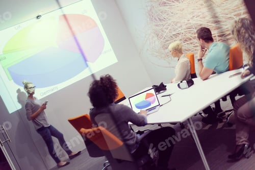 Preview: Startup Business Team At A Meeting at modern night office buildi