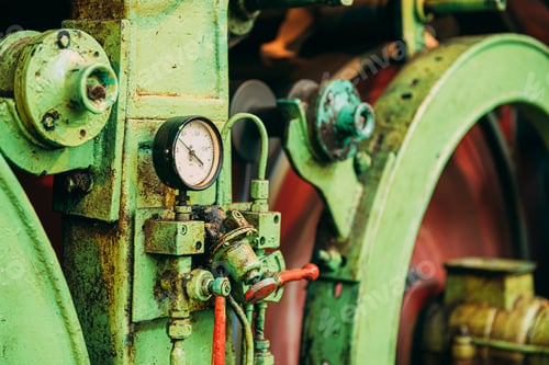 Preview: Shafts Of Old Paper-making Machine At Paper Mill. Detail