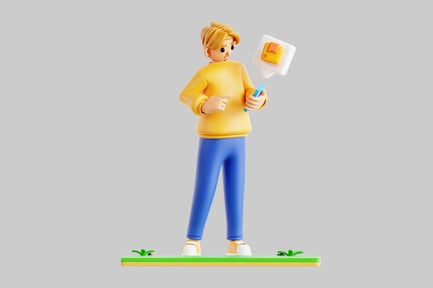 Preview: Cartoon man with package notification