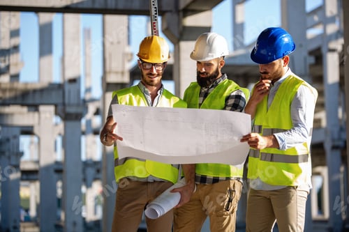 Preview: Construction engineers discussion with architects at construction or building site