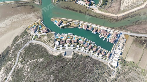Preview: Aerial view of marina yacht club in turkey alacati port.