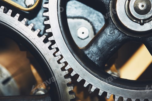 Preview: Close up of metal cog wheel