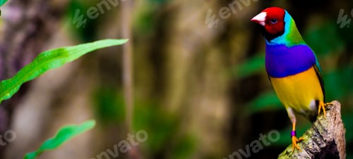 Preview: Selective focus shot of a colourful parrot in the nature