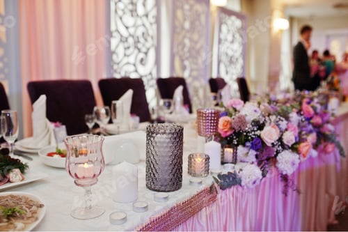 Preview: Dessert table of delicious sweets on wedding reception.