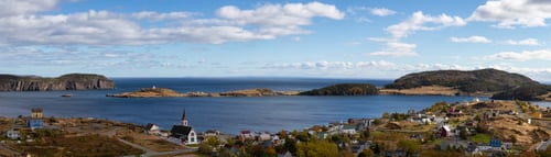 Preview: Aerial panoramic view of a small town on the Atlantic Ocean Coast