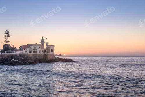 Preview: Wullf Castle (Castillo Wulff) at sunset - Vina del Mar, Chile