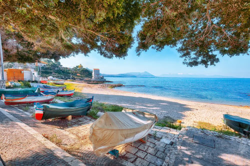 Preview: Spectacular sunny day over Santa Flavia town.