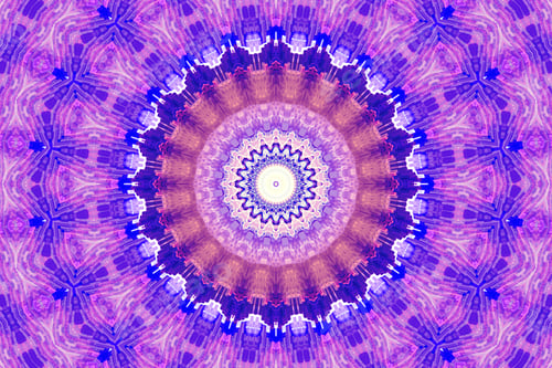 Preview: Digital art, 3d illustration, colorful pink, blue and purple geometric mandala kaleidoscope