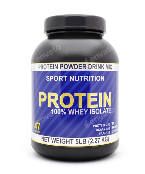 Preview: Whey isolate protein jar isolated on white