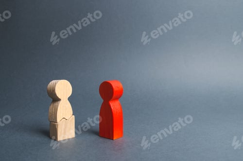 Preview: The red figure of the person contacts to the cracked person figure