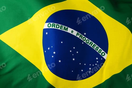 Preview: Image of close up of wrinkled national flag of brazil