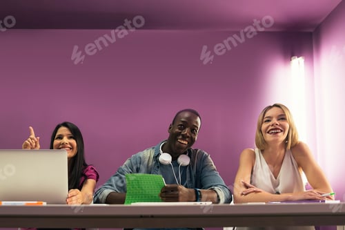 Preview: A students group learning at school academy.