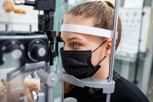 Preview: Eye treatment in clinic or hospital with doctor covid time