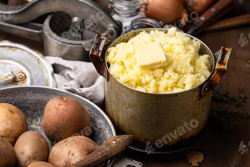 Preview: Mashed potato in old vintage pot