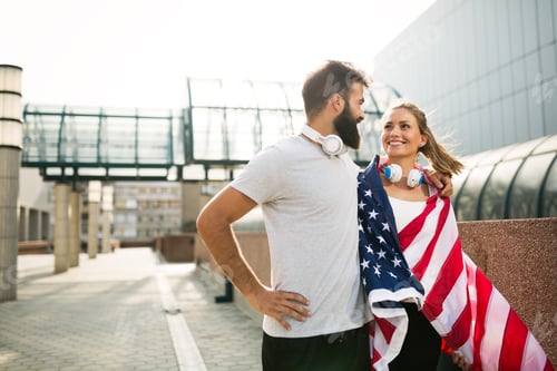 Preview: Portrait of young attractive happy fitness couple