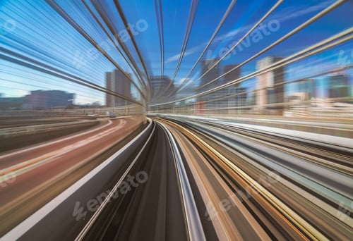 Preview: Motion blur of train moving inside tunnel in Tokyo, Japan