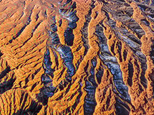 Preview: Vertical aerial view of Mars Canyon's red rock patterns