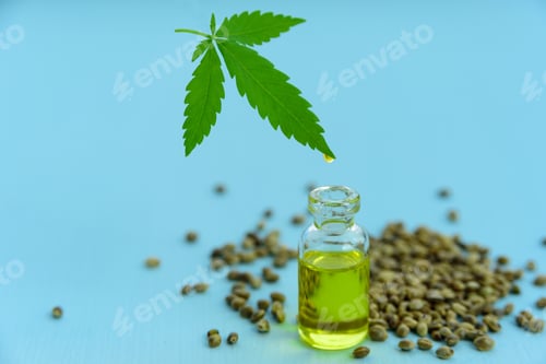 Preview: Hemp oil, seeds and leaf