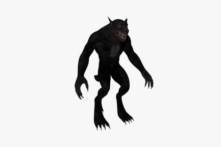 Preview: Quadrupedal werewolf with bared fangs and horns