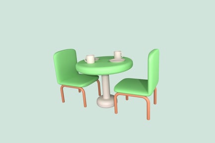 Preview: Dining Set Props 3D Illustration