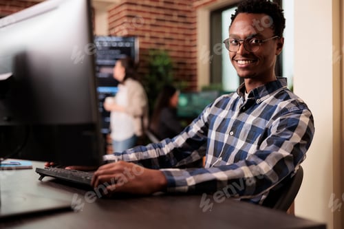 Preview: African american developer working on software program