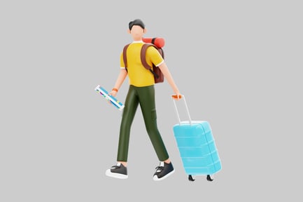 Preview: Cartoon traveler with luggage set