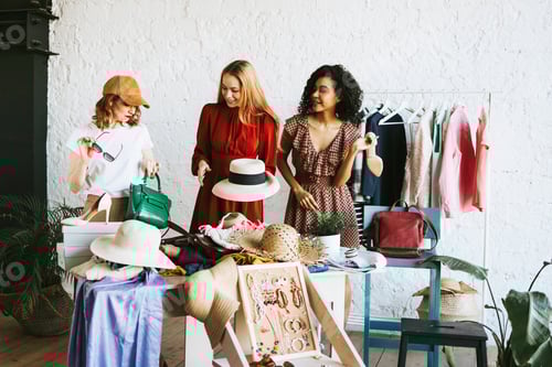 Preview: Women Shopping for Clothes and Accessories Indoors