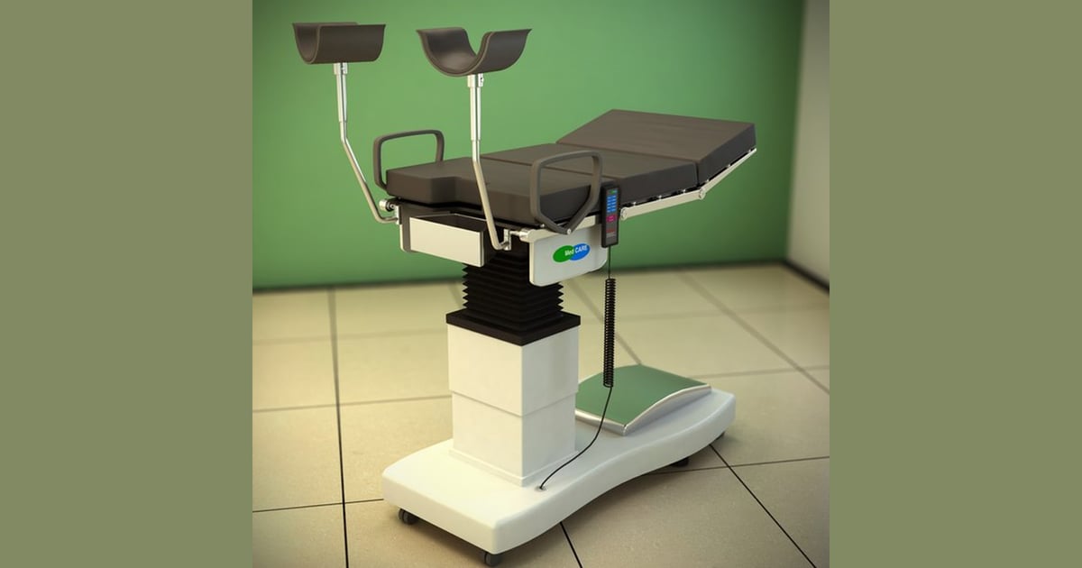 Medical examination table with control panel and armrests 3D, Incl ...
