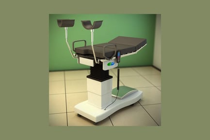 Aperçu: Table d'examen médical avec panneau de commande et accoudoirs