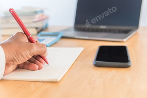 Preview: Hand business man writing pen on note paper