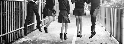 Preview: Jumping Enjoyment Friend Diverse Uniform Concept