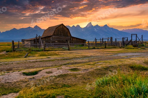 Preview: John Moulton barn in a national park in Northwest Wyoming, USA