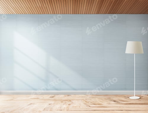 Preview: Empty Room with Wooden Floor and Blue Wall