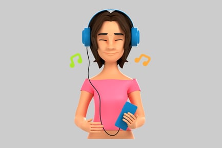 Preview: A woman listening to music.