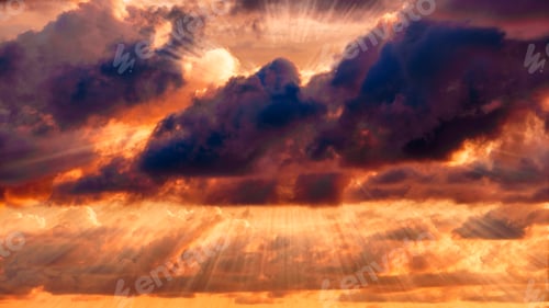 Preview: Radiant Sky with Dark Clouds and Sun Rays