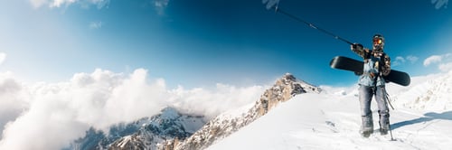 Preview: Snowboarder on Mountain Ridge Wide Banner