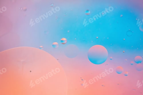 Preview: Defocused pastel colored abstract background picture made with oil, water and soap