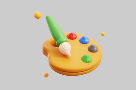 Painter's palette with brush tool