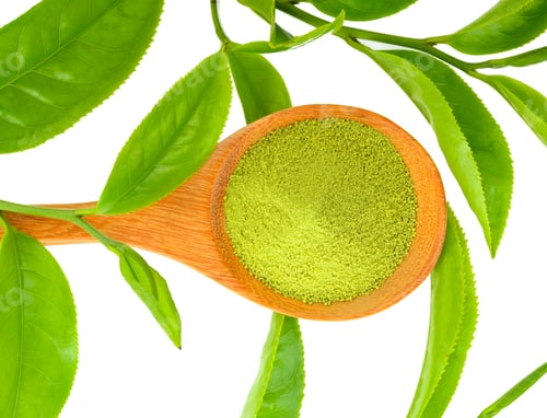 Preview: green tea isolated on white background