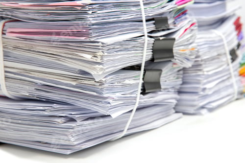 Preview: Stack of Documents isolated on white background. Documents pile.