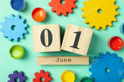 Preview: Concept of World Children's Day on mint background